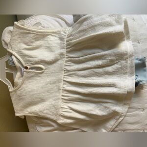 Carter's Cream and Blue Peplum Top